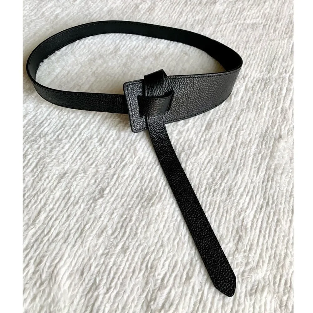 New Fashion Refined Black Pebble Leather Belt